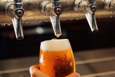 Beer being poured from the tap.