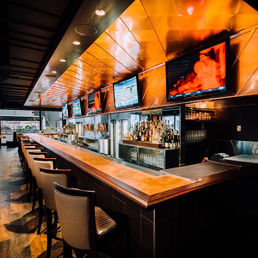 A side view of the interior bar at Sweetwater