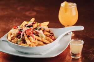 Trophy Fries with the Golden Ball Cocktail and a Penalty Shot